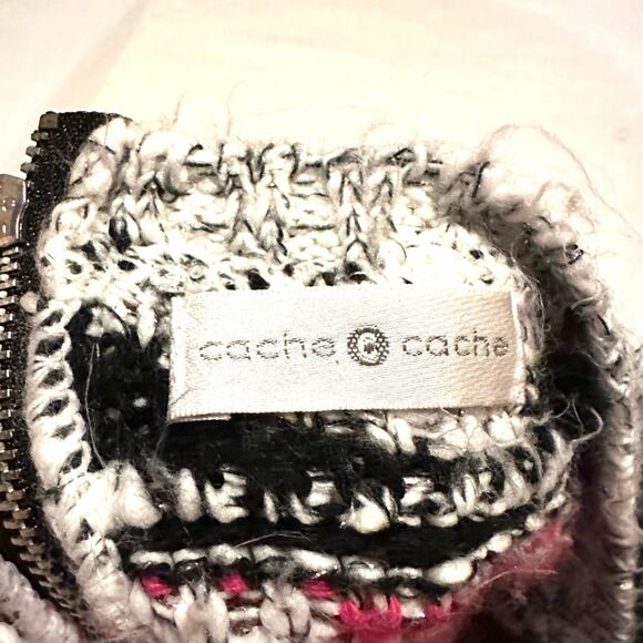 Cache Pink Geometric Knit Fuzzy Boxy Cozy Sweater Women’s L Large - Picture 2 of 9